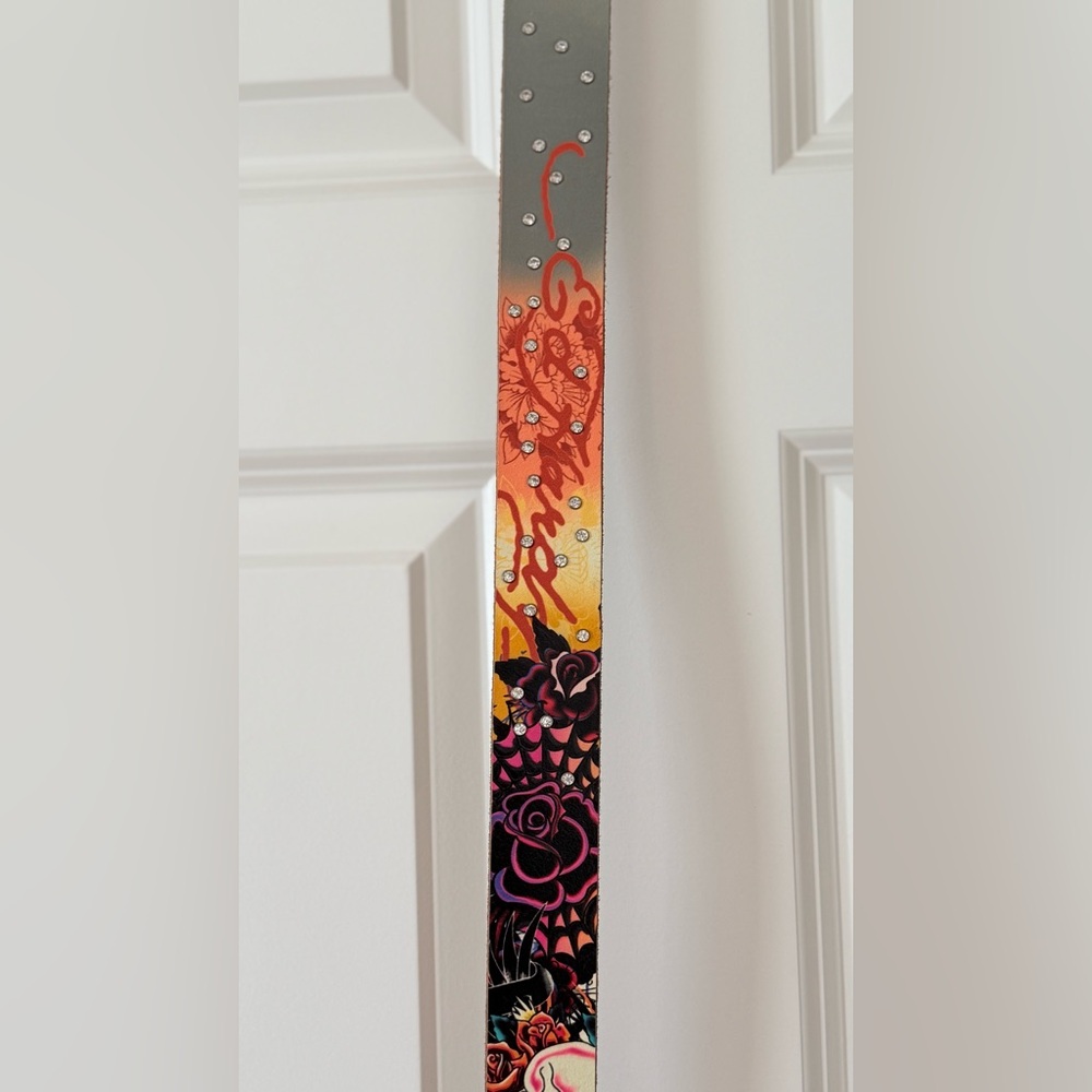 Ed Hardy Floral Gradient Wall Strap in Orange, Pink & Black